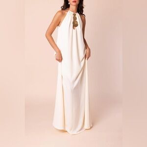 Alexis Cream Maxi Dress with Gold Accents